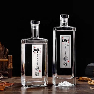 Basismateriaal Super Flint Glass Custom Printing Vierkante ginfles voor en OEM Welkom