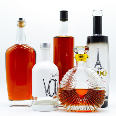 375 ml 500 ml 750 ml 1000 ml Glas Cork Top Schroef GPI Top Cap Ronde Whiskey Vodka Brandy Spirits Flessen