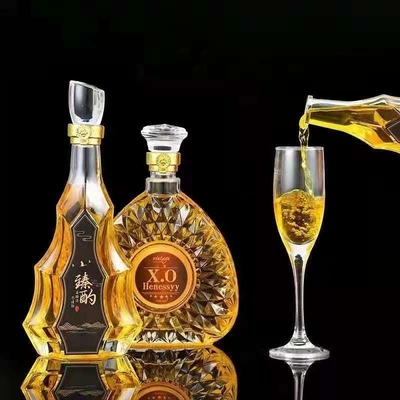 Op maat gemaakte glasfles voor schermdruk voor luxe brandy rum whisky vodka 500 750 ml