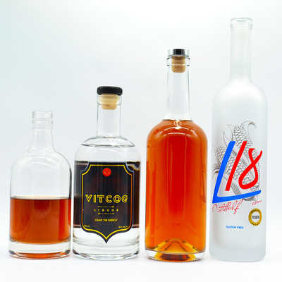 375 ml 700 ml 750 ml Vodka Whisky Liquor Glasfles met op maat gemaakte ontwerp en vorstoppervlak