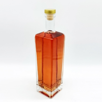 Vierkante 750 ml glazen fles voor aangepaste gin rum whisky wodka gedistilleerde dranken