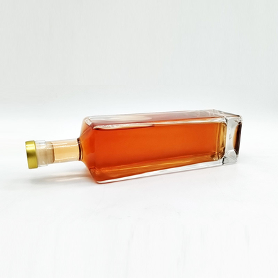Vierkante 750 ml glazen fles voor aangepaste gin rum whisky wodka gedistilleerde dranken