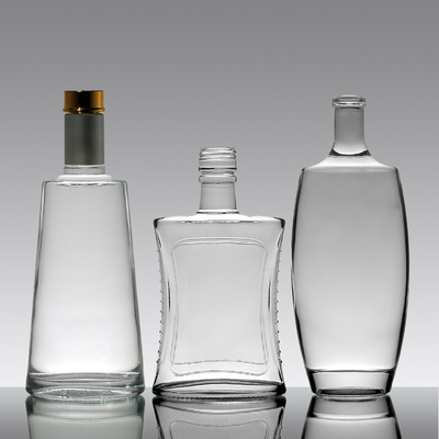 750 ml rechthoekige brandyfles met lange nek en super flint glas