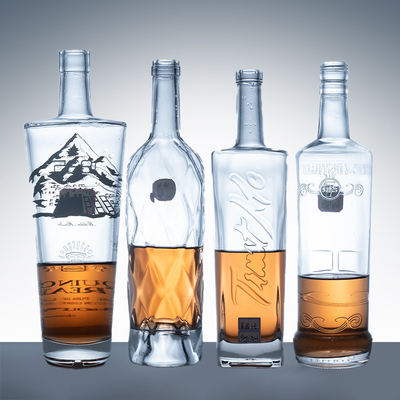 750 ml rechthoekige brandyfles met lange nek en super flint glas