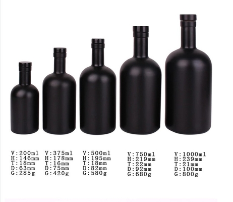 Cork top glazen flessen voor gin whisky tequila brandy vodka 375 ml 500 ml 750 ml 1000 ml