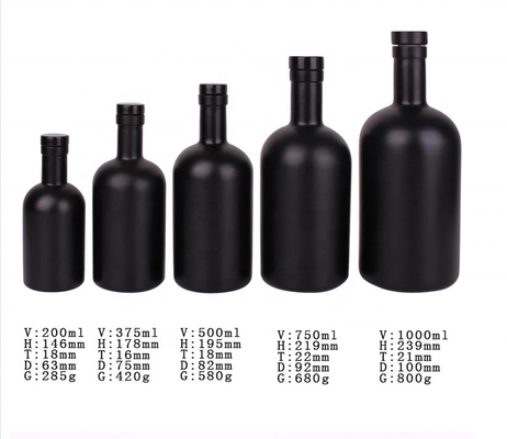 250 ml 375 ml 500 ml 700 ml 750 ml lege glazen drankflessen met deksel en schermdruk