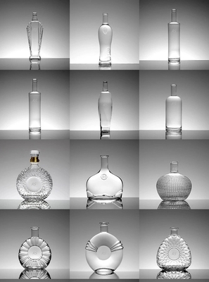 Fijne heldere glazen fles voor Whisky Custom Logo Ronde vorm 750 ml glazen drankflessen