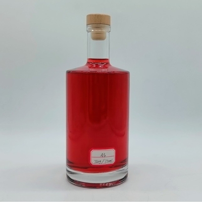 Fijne heldere glazen fles voor Whisky Custom Logo Ronde vorm 750 ml glazen drankflessen