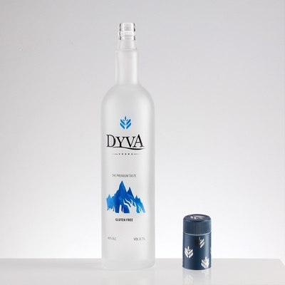Duidelijk 375 ml 500 ml 700 ml 750 ml Custom Frosted Printing Spray Brandy Whisky Liquor Vodka Fles met dop