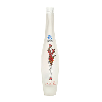 Duidelijk 375 ml 500 ml 700 ml 750 ml Custom Frosted Printing Spray Brandy Whisky Liquor Vodka Fles met dop