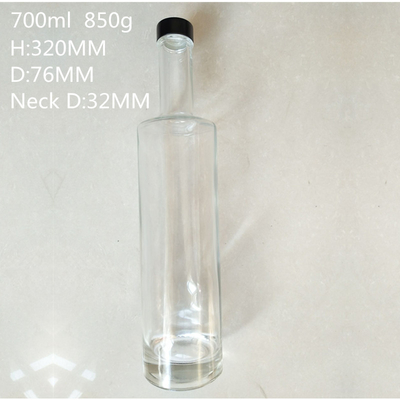 Super Flint Glass Collar Ronde 700 ml Cork Top Clear Gin Fles voor Vodka liefhebbers