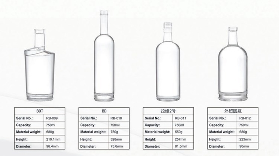 Doorzichtige 750 ml alcoholische drank met 1000 ml whisky vodka fles