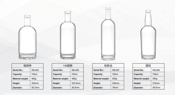 Doorzichtige 750 ml alcoholische drank met 1000 ml whisky vodka fles
