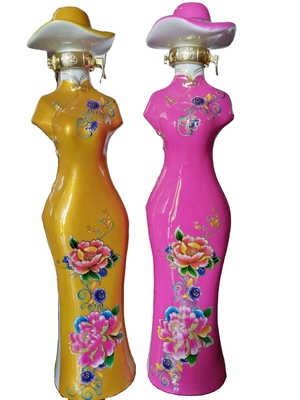 Gepersonaliseerde 24oz 26oz glazen pot in man en vrouw lichaam vorm met Decal oppervlak handhaving