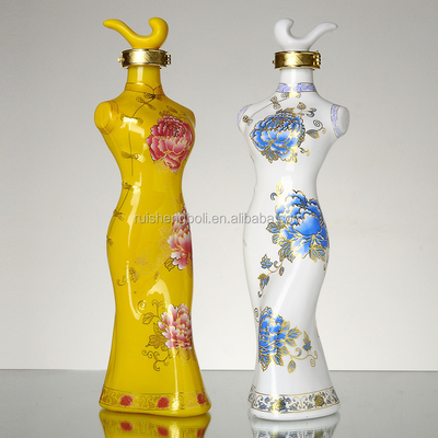 Gepersonaliseerde 24oz 26oz glazen pot in man en vrouw lichaam vorm met Decal oppervlak handhaving
