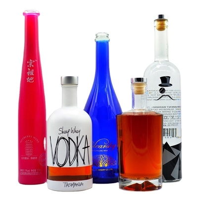 Duidelijke 750 ml glazen fles voor ronde dranken Whisky Champagne Spirit 500 ml capaciteit