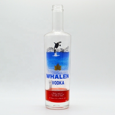 Duidelijke 750 ml glazen fles voor ronde dranken Whisky Champagne Spirit 500 ml capaciteit