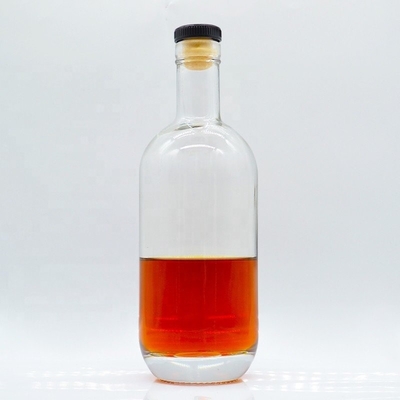 Duidelijke 750 ml glazen fles voor ronde dranken Whisky Champagne Spirit 500 ml capaciteit