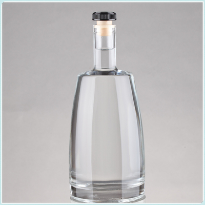 Duidelijke lege warm gestempelde super flint glazen drankflessen met kurk 75cl Capaciteit 750ml