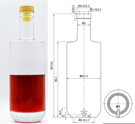 700 ml vierkant fles 250 ml gin vodka drank glazen fles van Yuncheng Ruisheng
