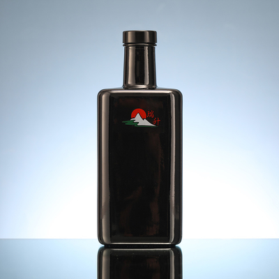 Super Flint Glasmateriaal Custom Printing Vierkante Glasfles voor Upscale Gin Fles