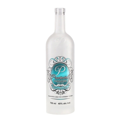 750 ml industriële dranken glazen drankfles met kleurensprayoppervlak en decal