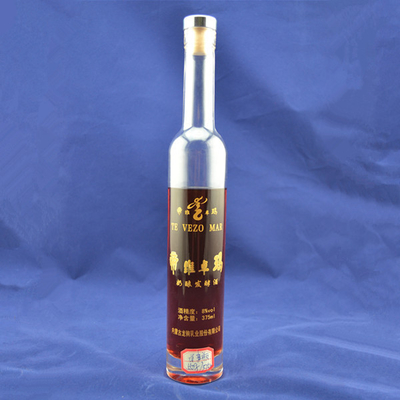 Aanpasbare logo's Slim hoge ronde glazen flessen vodka drank met kurkzegel