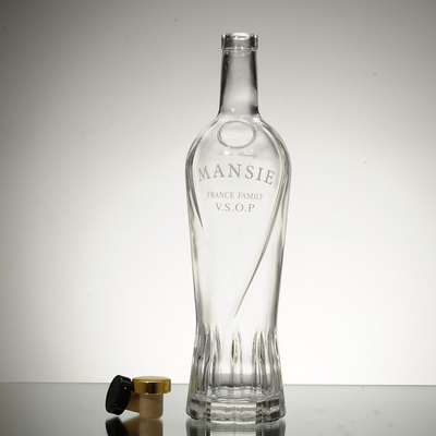 Glasfles voor wijn met kurken en deksels 750 ml lege Xo-brandyfles