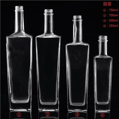 Gekleurde glasfles voor whisky 750 ml vierkant elektroplaatfles Super flint glas