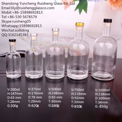 375 ml 200 ml 100 ml fles Glas Gin Whisky Wijn Vodka Spirits Glasfles met kurk
