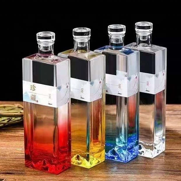 Basismateriaal Super Flint Glass Custom Printing Vierkante ginfles voor en OEM Welkom