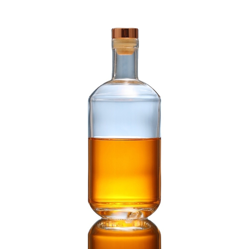 Doorzichtige cirkelvormige glazen fles voor whisky en wodka 200 ml 375 ml 500 ml 750 ml 1000 ml