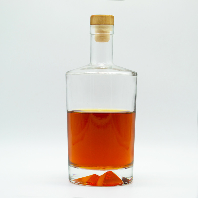 High Flint Glass Material 700ml 750ml Rum Vodka Whiskey Tequila Glasfles met kurk