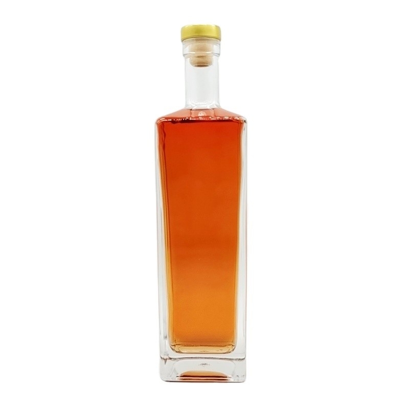 Vierkante 750 ml glazen fles voor aangepaste gin rum whisky wodka gedistilleerde dranken