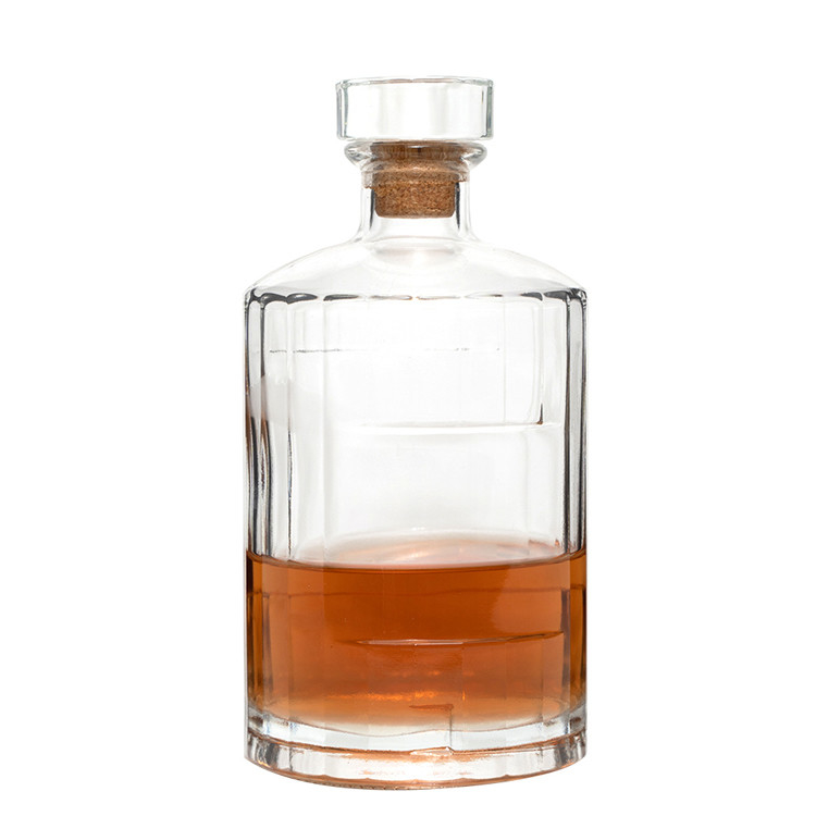Custom 750ml embossed logo wijn glasfles in heldere kleur voor merk whisky