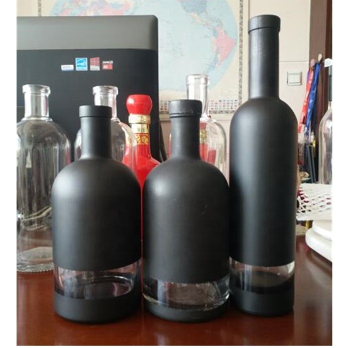 Matte zwarte drank Gin Vodka Brandy Glas wijnfles 500 ml 750 ml 700 ml