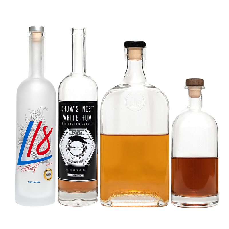700 ml glazen brandy vodka gin fles in een chique ontwerp met super flint glas materiaal