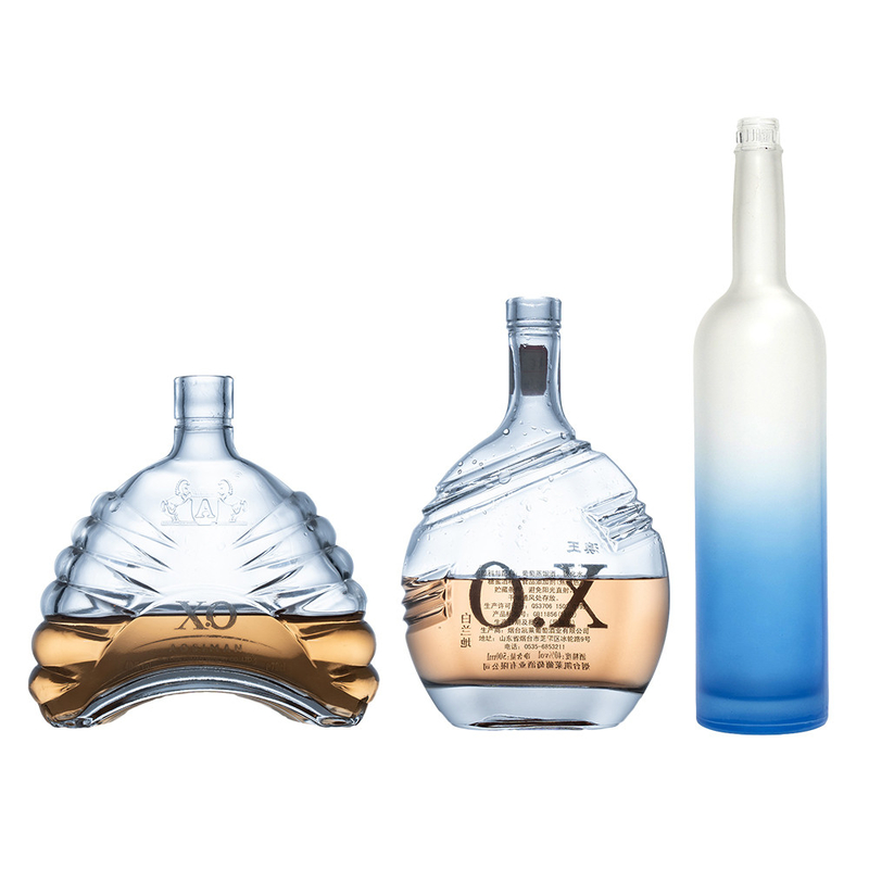 ISO14001-gecertificeerde superfluitglasflessen voor de vervaardiging van XO/brandy/whiskey/vodka